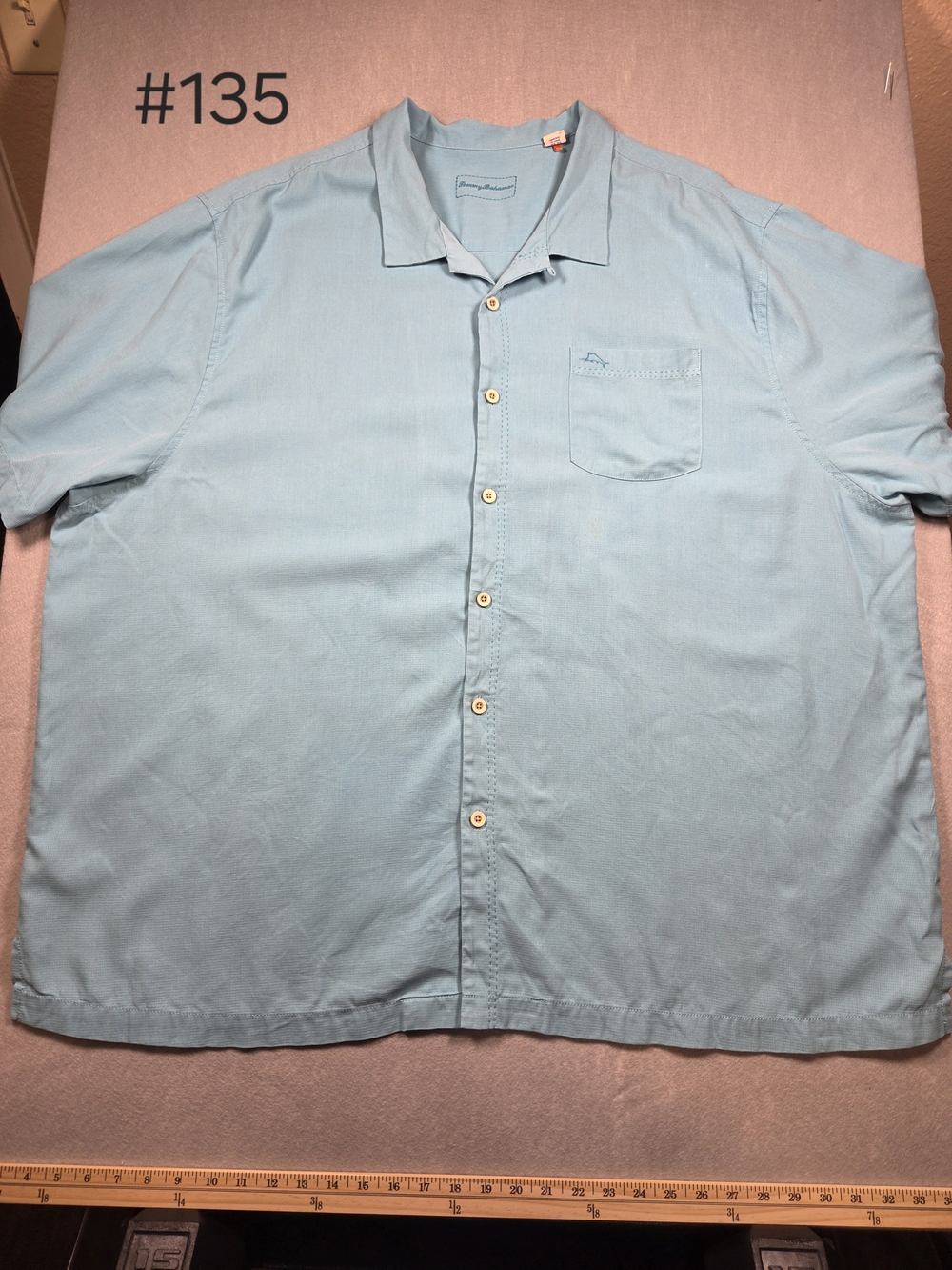 Tommy Bahama Men's 4XB Short Sleeve Silk Blend Camp Shirt Light Blue Aqua Big &